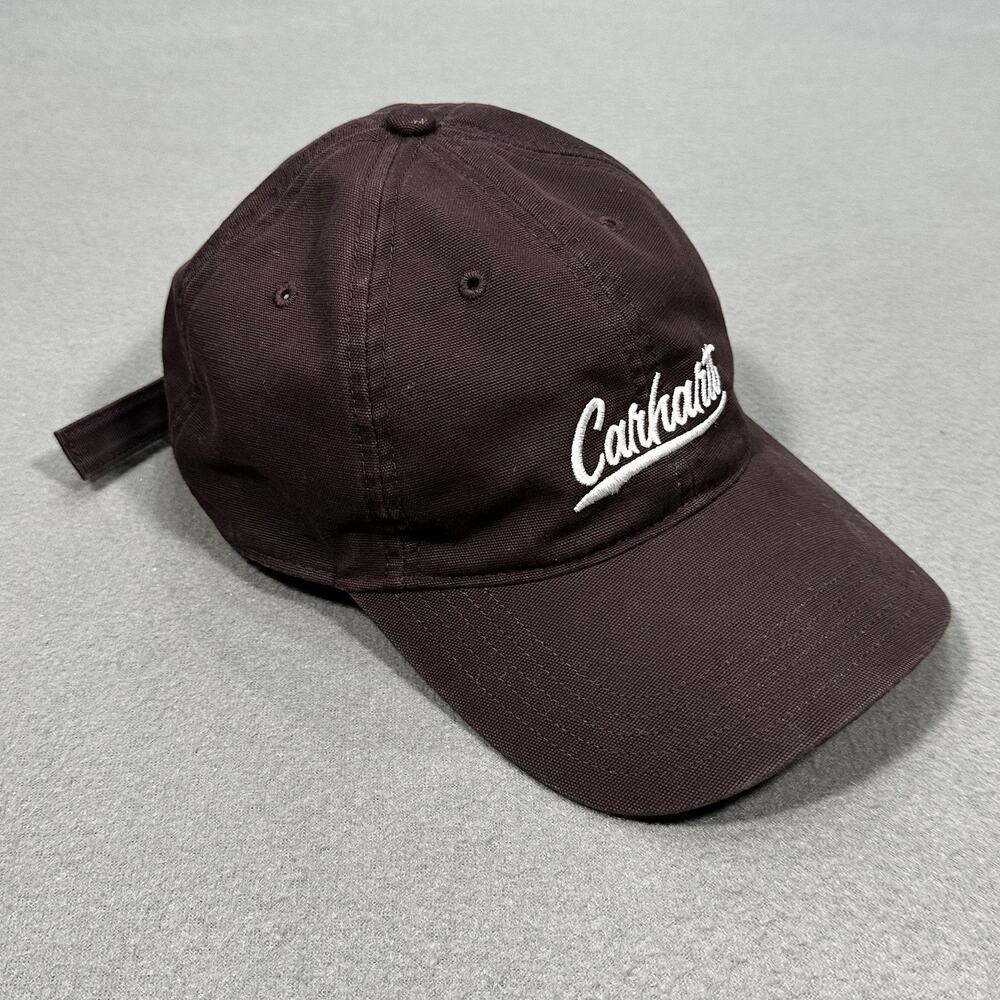 Carhartt Script Logo Canvas Baseball Cap Maroon Brown Adjustable Hat Unisex